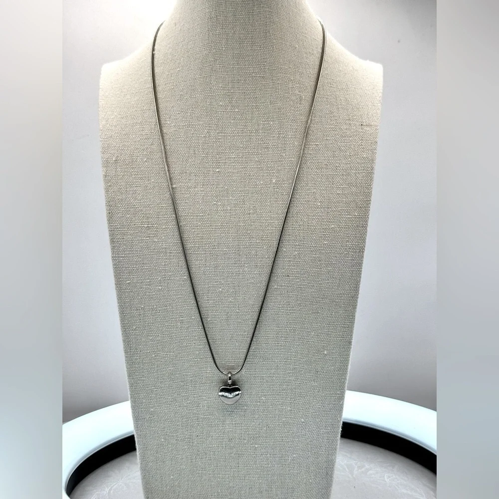 Silver Tone Snake Chain Necklace with Heart Pendant with‎ Husband Engraved 20”